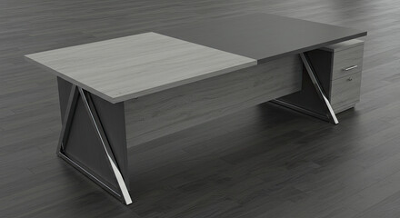 Modern Executive Office Desk with Stylish Design and Drawers.