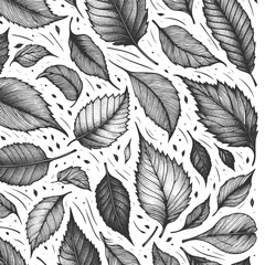 swirling leaves in motion, perfect for seasonal, botanical, or decorative design projects sketch engraving generative ai vector illustration. Scratch board imitation. Black and white image.