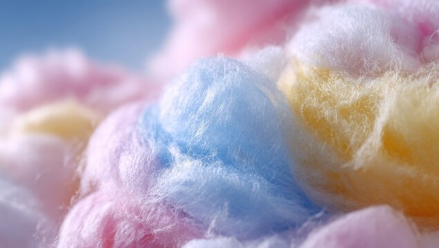 Close-up of colorful fluffy cotton candy