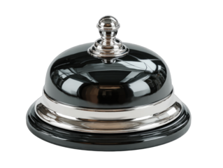 Polished black bell with silver accents