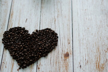 coffee beans in heart shape