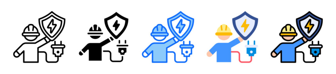 Obraz premium Electrical Safety icon Multi Style Vector Illustration