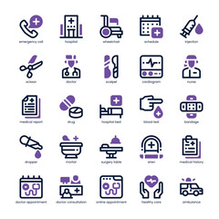 Doctor Appointment Icon pack for your website, mobile, presentation, and logo design. Doctor Appointment Icon dual tone design. Vector graphics illustration and editable stroke.