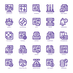 Digital Dashboard Icon pack for your website, mobile, presentation, and logo design. Digital Dashboard Icon line basic color design. Vector graphics illustration and editable stroke.