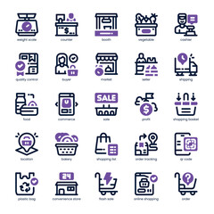 Local Shop Icon pack for your website, mobile, presentation, and logo design. Local Shop Icon dual tone design. Vector graphics illustration and editable stroke.