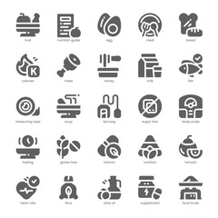 Nutrition Guide Icon pack for your website, mobile, presentation, and logo design. Nutrition Guide Icon solid design. Vector graphics illustration and editable stroke.