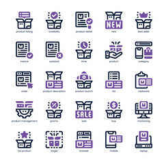 Product Listing Icon pack for your website, mobile, presentation, and logo design. Product Listing Icon dual tone design. Vector graphics illustration and editable stroke.