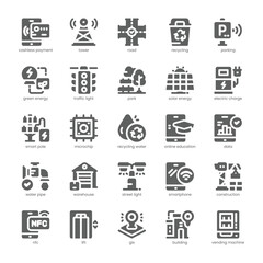 Smart City Icon pack for your website, mobile, presentation, and logo design. Smart City Icon solid design. Vector graphics illustration and editable stroke.