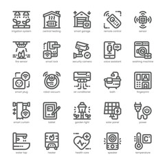 Smart Home Icon pack for your website, mobile, presentation, and logo design. Smart Home Icon outline design. Vector graphics illustration and editable stroke.