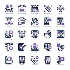 Smart Home Icon pack for your website, mobile, presentation, and logo design. Smart Home Icon dual tone design. Vector graphics illustration and editable stroke.