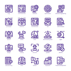 Software Development Icon pack for your website, mobile, presentation, and logo design. Software Development Icon line basic color design. Vector graphics illustration and editable stroke.