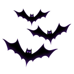 bat and bats vector illustration. Halloween bat or bats on transparent background. Animal, bat, bats, fauna silhouette. Design for print, element, decor, sticker, decoration, card, ornament, etc.