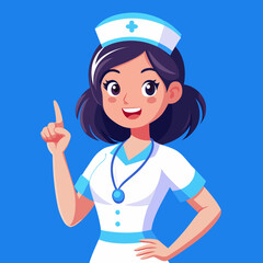 Smiling Nurse Pointing with Confidence