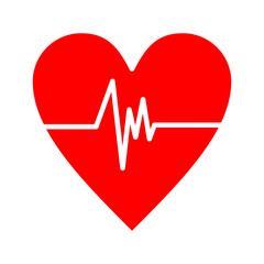 Heartbeat Icons and Variations, ECG Pulse within Heart Symbols, Diverse Heart Rhythm Representations