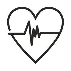 Heartbeat Icons and Variations, ECG Pulse within Heart Symbols, Diverse Heart Rhythm Representations