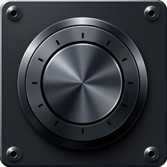 Music sound volume knob button vector icon. Metal audio control dial switch level scale. Analog Rotary Switch.