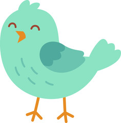 Cute Mint Bird Standing Happily