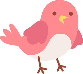 Cute Pink Bird Standing Isolated
