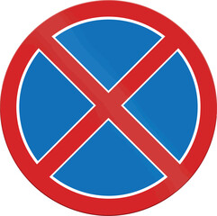 Fototapeta premium No stopping sign red cross on blue circle