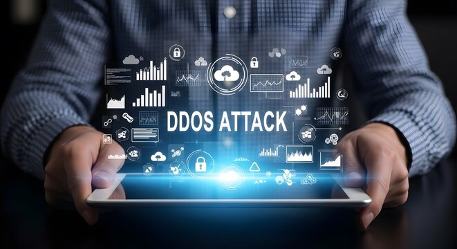 DDOS Attack Concept with Digital Icons