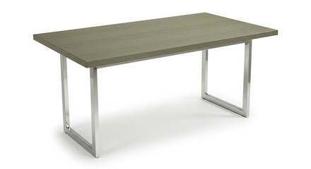Modern Grey Wood Top Table with Chrome Legs.