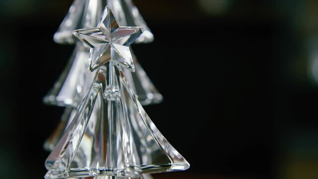 Showing Close Up Of Clear Glass Tree Figurines For Decoration