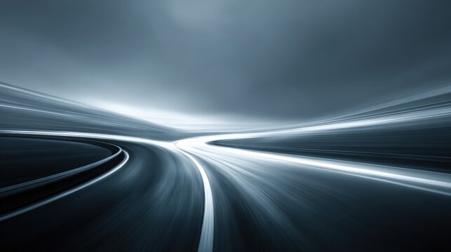 Fototapeta Abstract Asphalt Road and Sky Depicting Speed, Motion, Transportation and Future Concepts