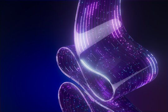 3d neon optical fiber data stream with quantic flow and processing