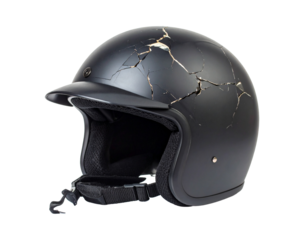 A cracked helmet, isolated on a white background, symbolizing themes of safety failure, accidents, or damage.