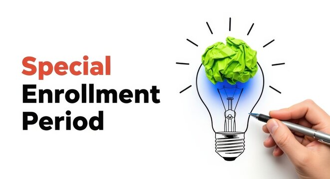 Special Enrollment Period Concept with Lightbulb and Crumpled Paper Illustrating Idea Generation on White Background