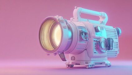 Studio still life of a large, modern camera