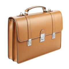 Classic Tan Leather Briefcase with Silver Hardware