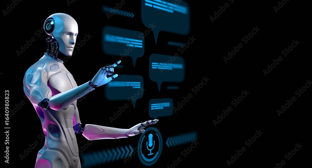 Poster ai robot interaction and natural language processing technology.