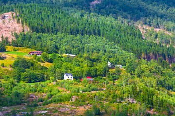 Norway, Olden nordic village landscape