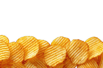Crispy potato chips, close-up