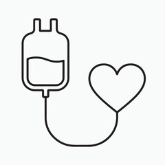 Minimalist Blood Donation Icon with Heart Shape