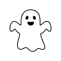 Clean outline drawing of a ghost floating with open arms