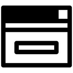 Web browser. Outlined stroke vector icon with black-filled details.