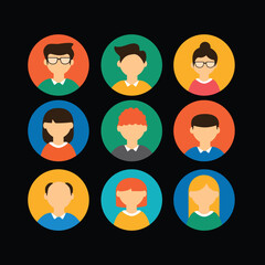 Avatars and Cartoons set illustration Best EPS File For Downloads