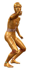 3D Rendering Male Robot on White