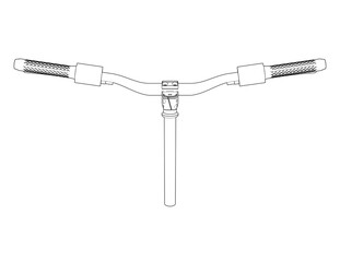 Obraz premium Abstract Bicycle Handlebar Technical Drawing - Simple Monochrome Line Art for Mechanical Engineering and Architectural Blueprints. Clean Wireframe Outline Illustration of Cycle Parts and Design.