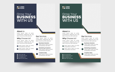 a bundle of 2 templates of a4 flyer, Flyer template layout design. Corporate creative colorful business flyer template.	
