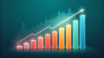 Business graph showing financial growth, success, and positive trend