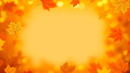 Fototapeta premium Warm autumn sunlight wallpaper with falling maple leaves, seasonal foliage background, glowing fall tones, nature-inspired backdrop, autumn nature art, golden seasonal scenery, orange leaf decor