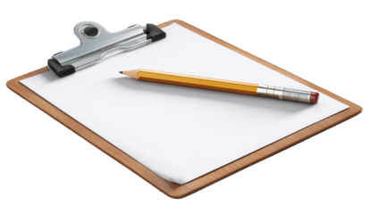 Clipboard with blank paper and pencil (1)