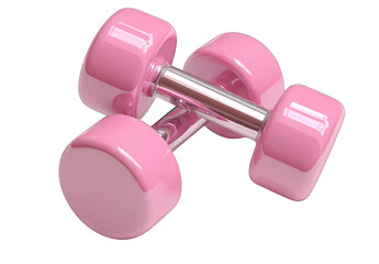 Obraz premium Two pink dumbbells, glossy finish, chrome-colored bar