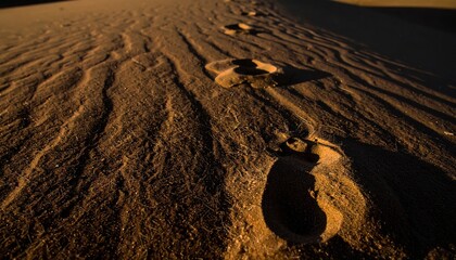 L'impronta del tempo nel deserto della memoria dove le tracce si cancellano mentre altre resistono all'erosione delle onde e del vento sulla sabbia