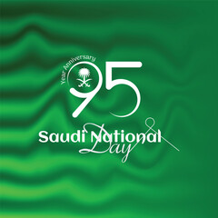 Saudi national day celebration with number 95 and arabic calligraphy