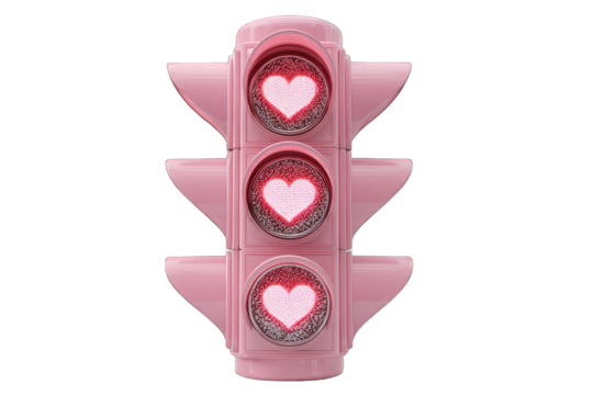 Pink traffic light with hearts (2)
