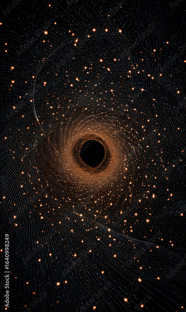 Poster abstract cosmic vortex with shining particles a captivating depiction of a swirling phenomenon repre